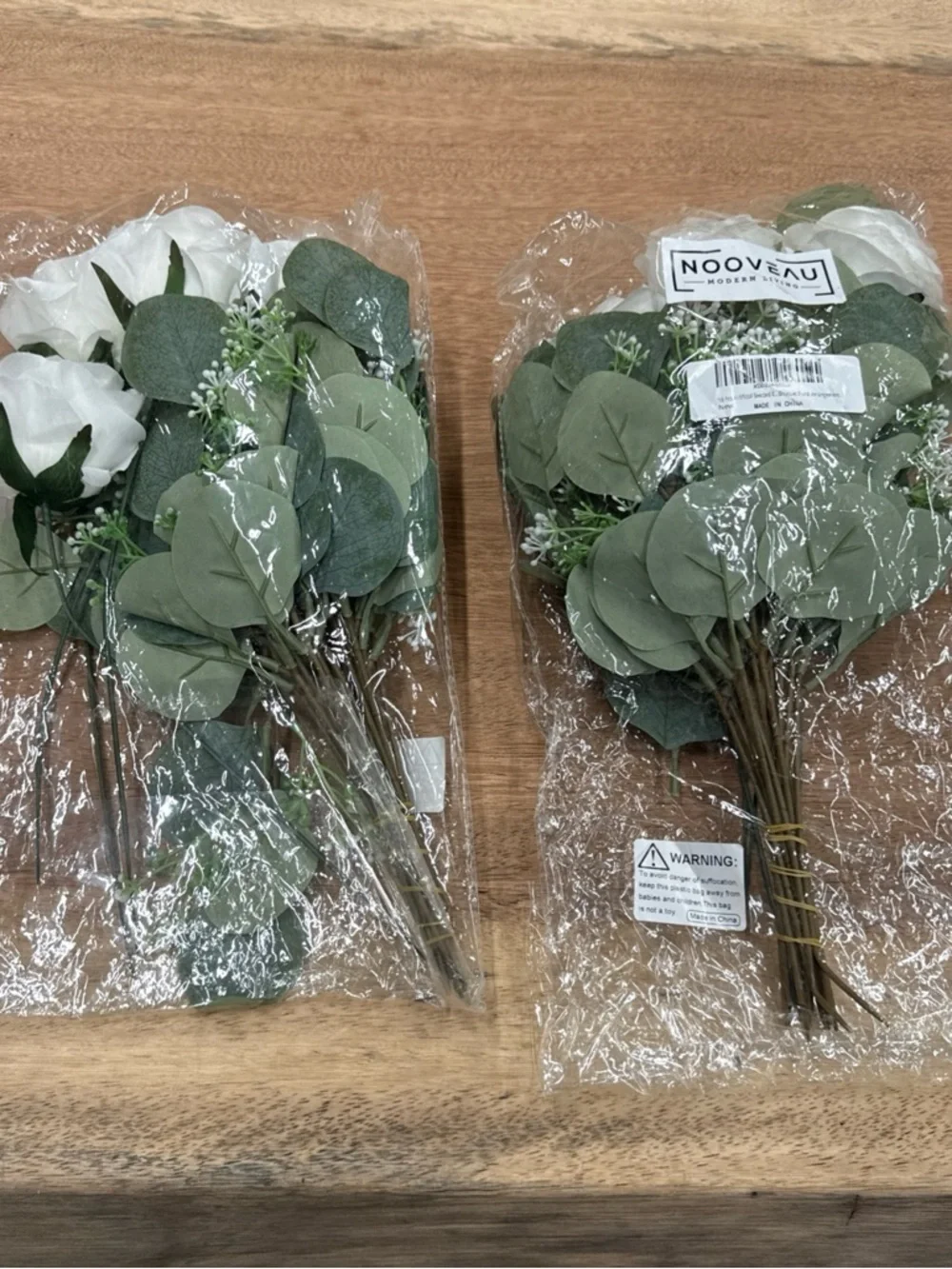 Artificial White Rose Bouquet with Greenery - Home‎ Accents 2 sets of flowers